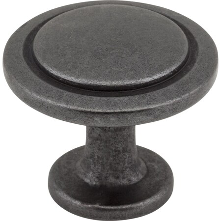 Elements 1-1/4" Diameter Gun Metal Round Button Gatsby Cabinet Knob 3960-DACM